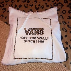 white vans hoodie with cheetah accent